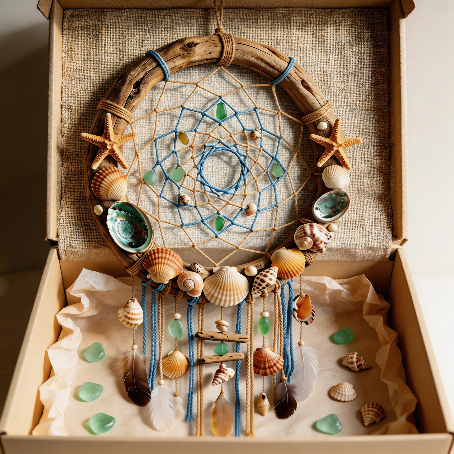 Coastal Inspired | Driftwood Shell Dreamcatcher | Ocean Breeze Charm