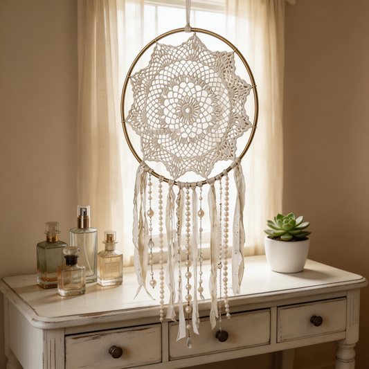 Bedroom Accent | Crochet Cotton Dreamcatcher | Romantic Lace Beauty