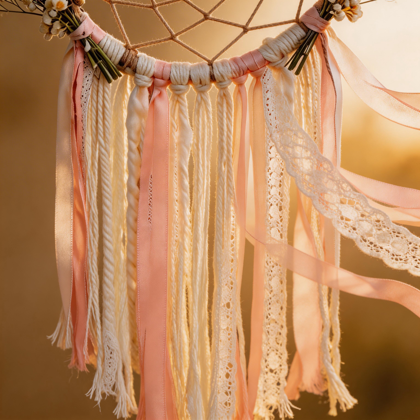 Boho Favorite | Cotton Rope Floral Dreamcatcher | Rustic Prairie Accent