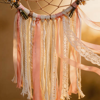 Boho Favorite | Cotton Rope Floral Dreamcatcher | Rustic Prairie Accent