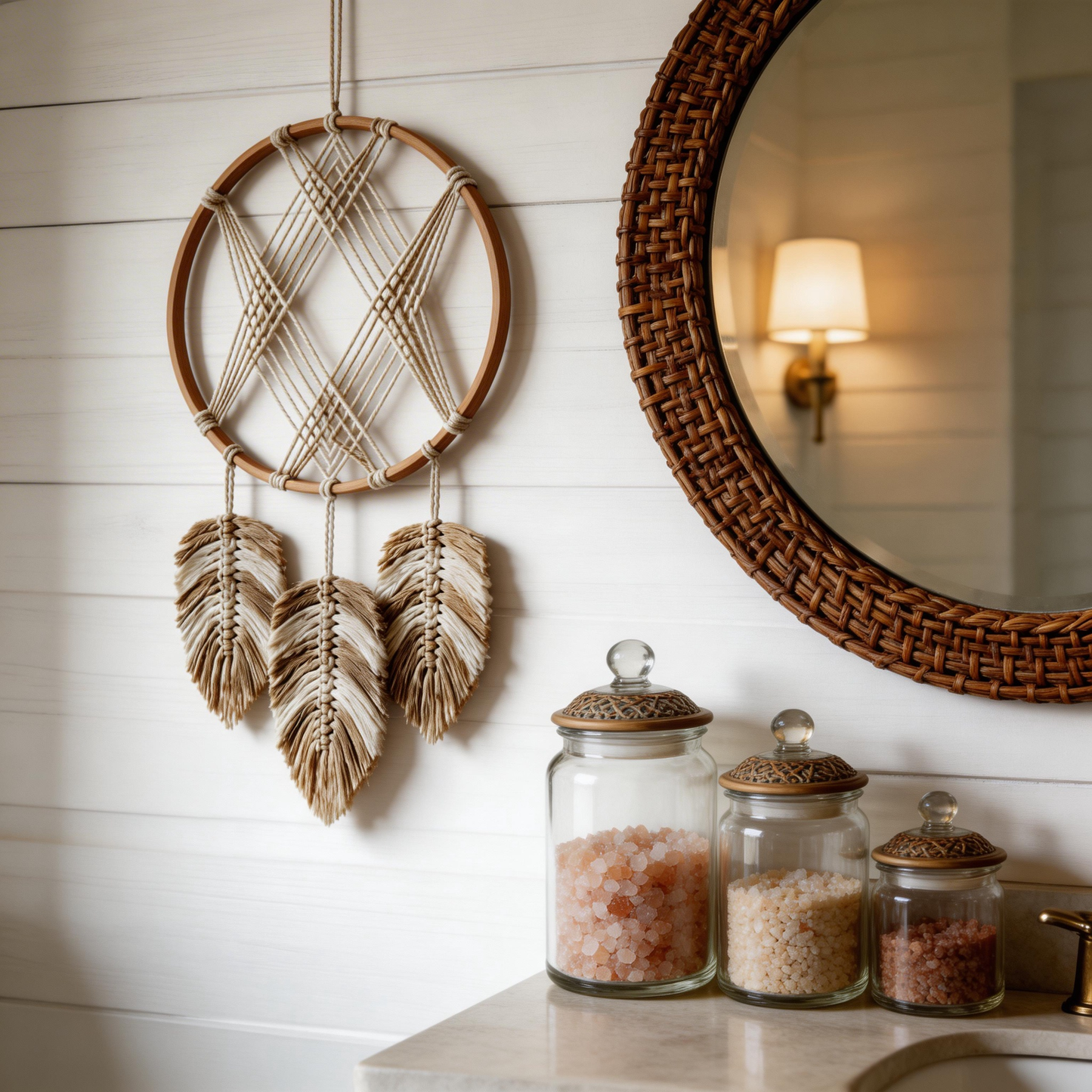 Gift-Ready | Natural Cotton Wall Decor | Boho Feather Dreamcatcher