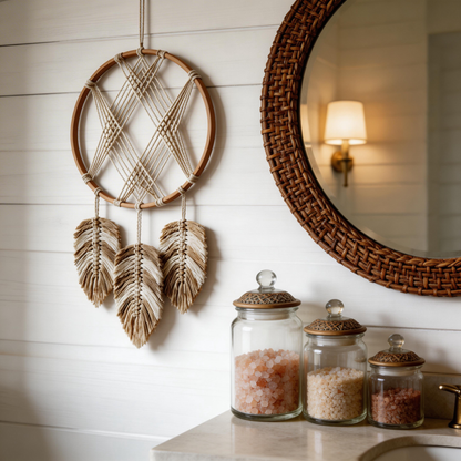 Gift-Ready | Natural Cotton Wall Decor | Boho Feather Dreamcatcher