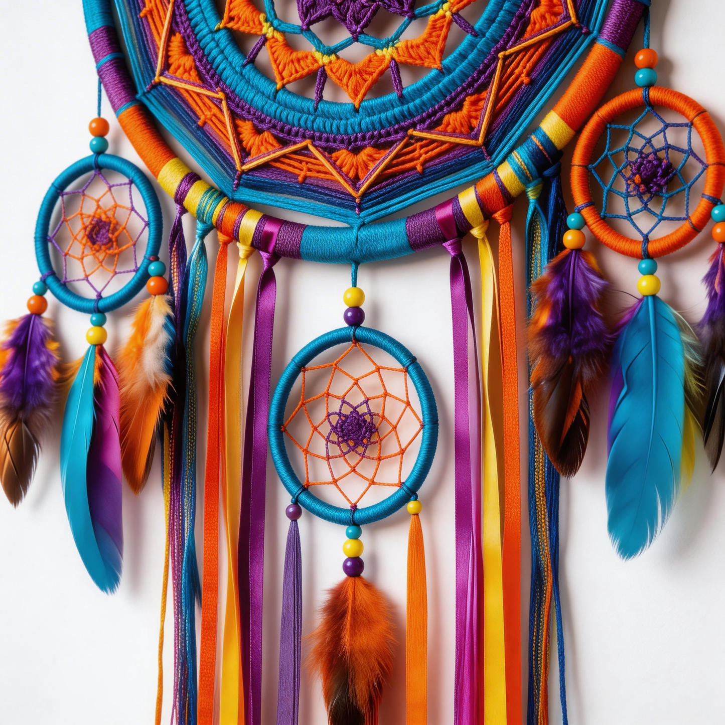 Colorful Statement | Handwoven Cotton Dreamcatcher | Boho Mandala Accent