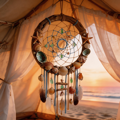 Coastal Inspired | Driftwood Shell Dreamcatcher | Ocean Breeze Charm