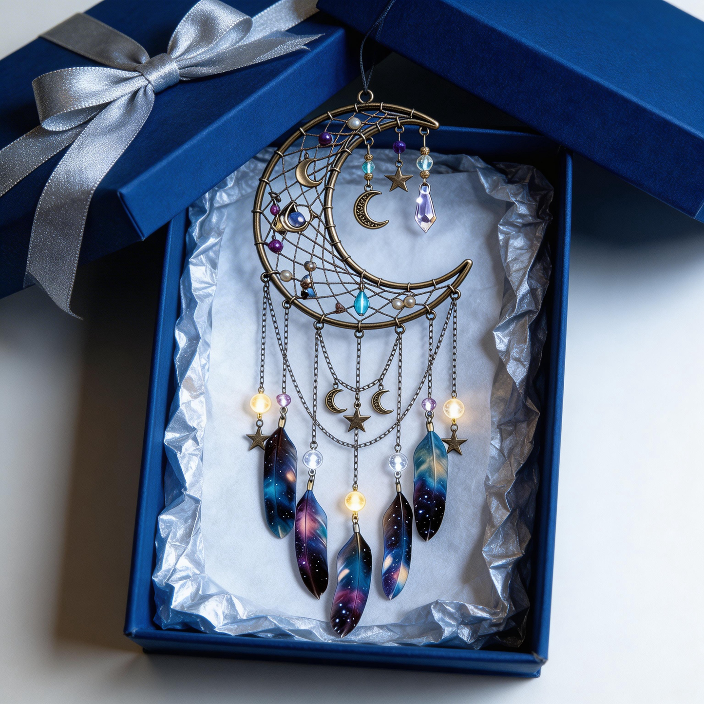 Gift-Loved | Crystal Moon Dreamcatcher Decor | Celestial Bedroom Accent