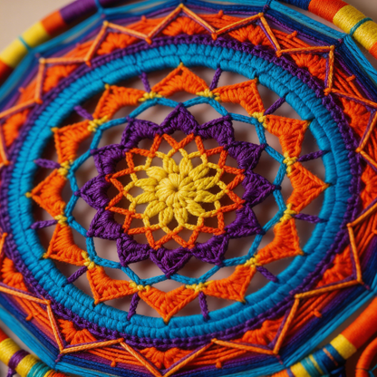 Colorful Statement | Handwoven Cotton Dreamcatcher | Boho Mandala Accent