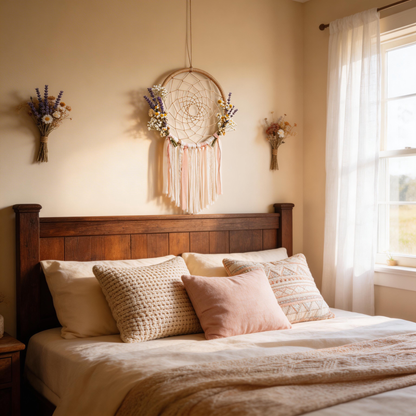 Boho Favorite | Cotton Rope Floral Dreamcatcher | Rustic Prairie Accent