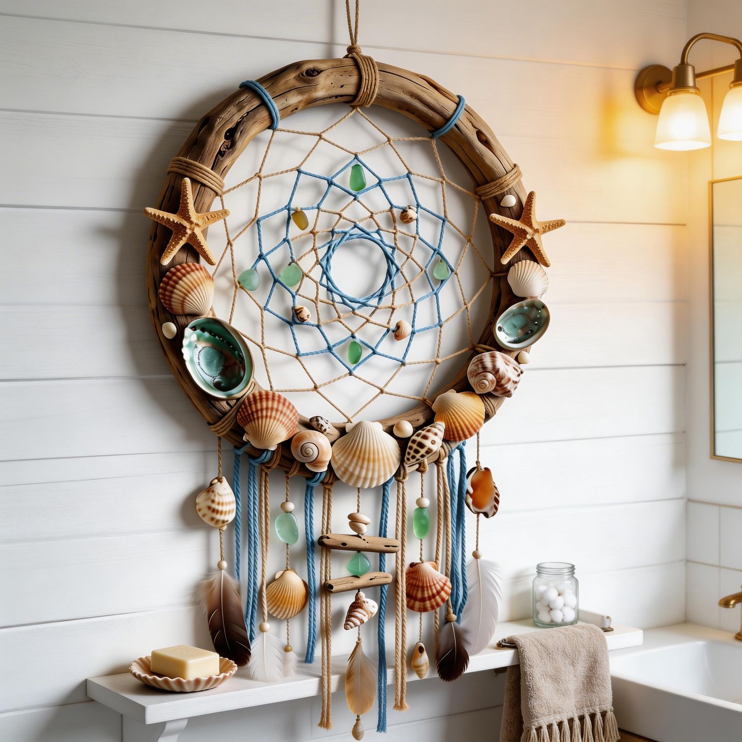 Coastal Inspired | Driftwood Shell Dreamcatcher | Ocean Breeze Charm