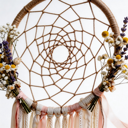 Boho Favorite | Cotton Rope Floral Dreamcatcher | Rustic Prairie Accent