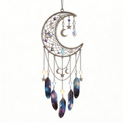 Gift-Loved | Crystal Moon Dreamcatcher Decor | Celestial Bedroom Accent
