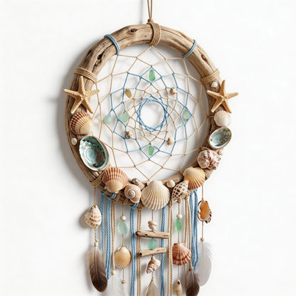 Coastal Inspired | Driftwood Shell Dreamcatcher | Ocean Breeze Charm