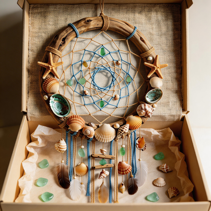 Coastal Inspired | Driftwood Shell Dreamcatcher | Ocean Breeze Charm