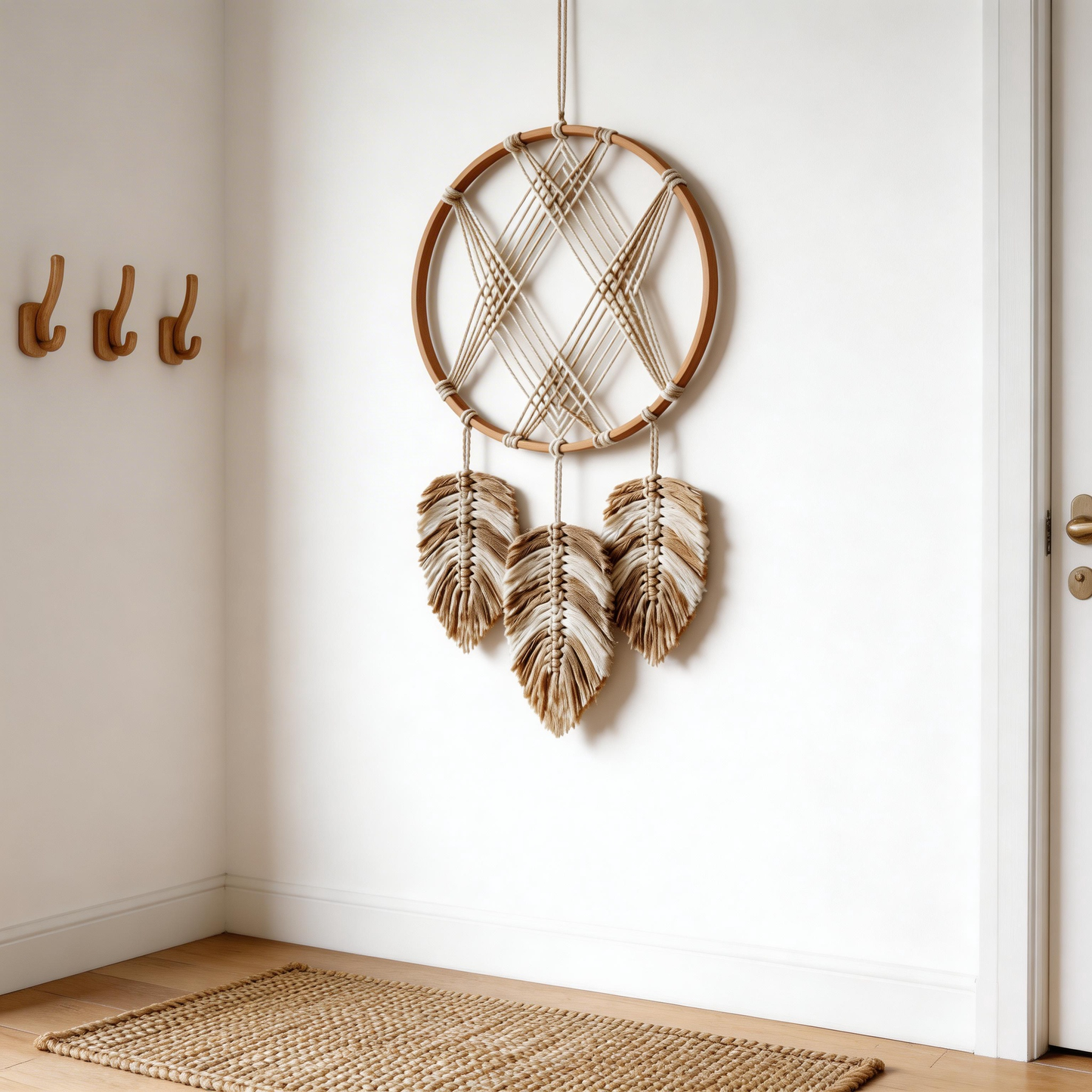 Gift-Ready | Natural Cotton Wall Decor | Boho Feather Dreamcatcher