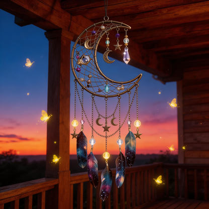 Gift-Loved | Crystal Moon Dreamcatcher Decor | Celestial Bedroom Accent