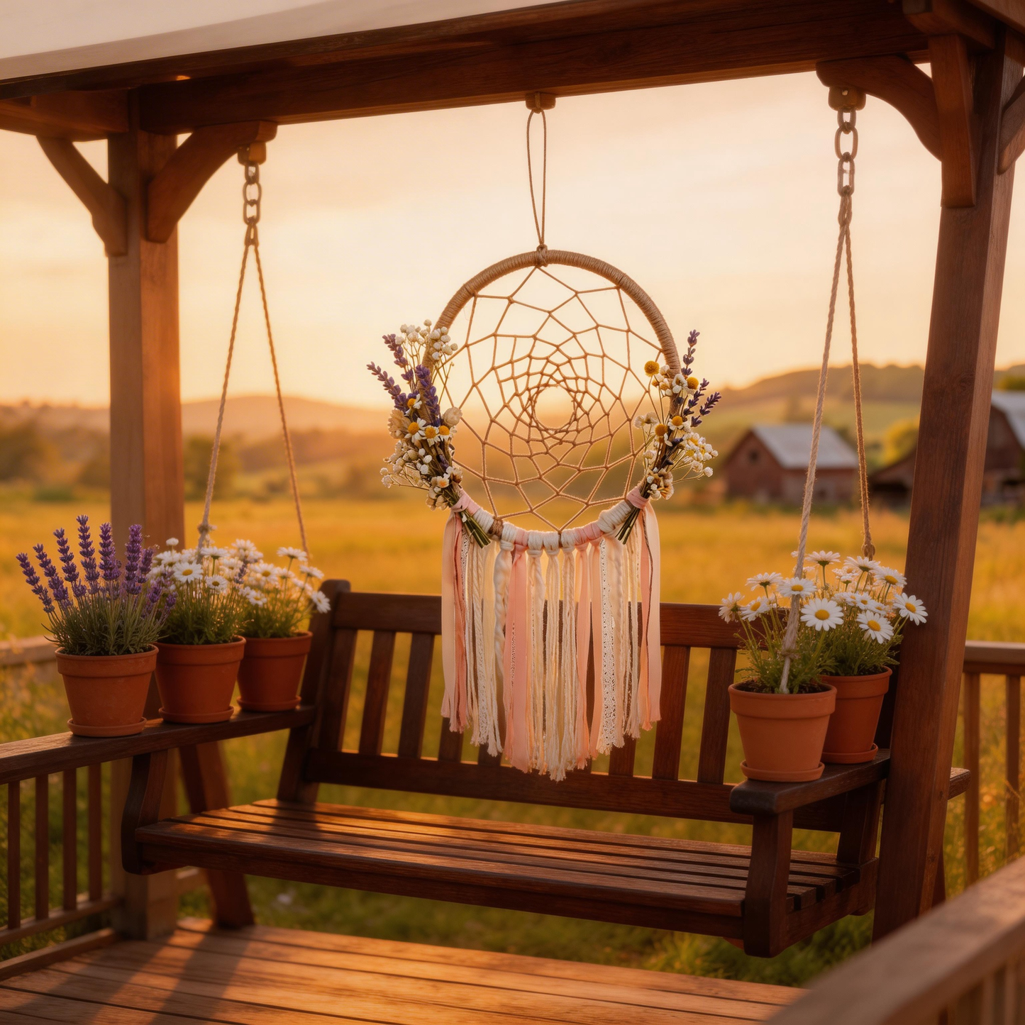 Boho Favorite | Cotton Rope Floral Dreamcatcher | Rustic Prairie Accent