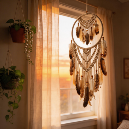 Gift-Worthy | Feather Cotton Dreamcatcher | Boho Spiritual Charm