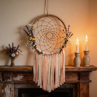 Boho Favorite | Cotton Rope Floral Dreamcatcher | Rustic Prairie Accent