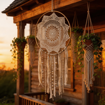 Bedroom Accent | Crochet Cotton Dreamcatcher | Romantic Lace Beauty