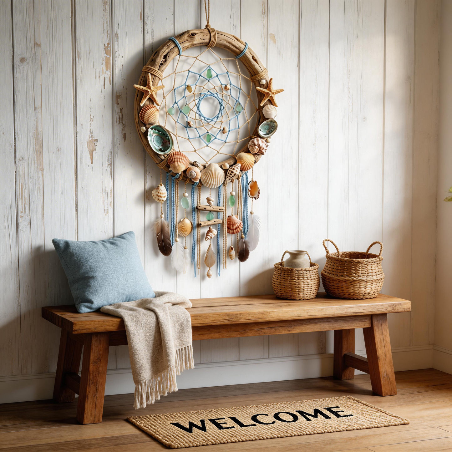 Coastal Inspired | Driftwood Shell Dreamcatcher | Ocean Breeze Charm