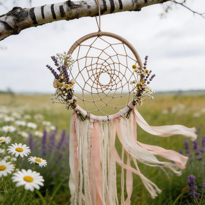 Boho Favorite | Cotton Rope Floral Dreamcatcher | Rustic Prairie Accent