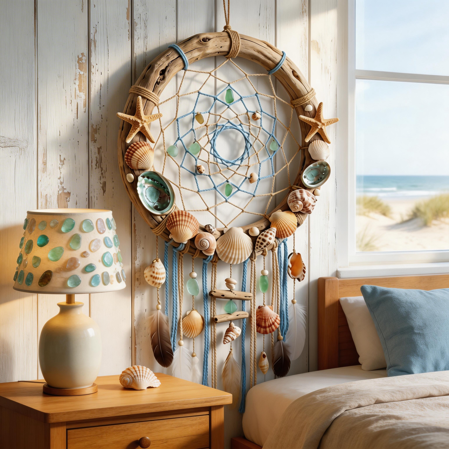 Coastal Inspired | Driftwood Shell Dreamcatcher | Ocean Breeze Charm
