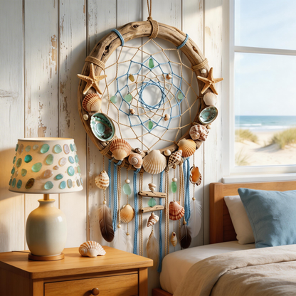 Coastal Inspired | Driftwood Shell Dreamcatcher | Ocean Breeze Charm