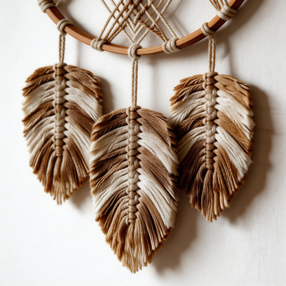 Gift-Ready | Natural Cotton Wall Decor | Boho Feather Dreamcatcher
