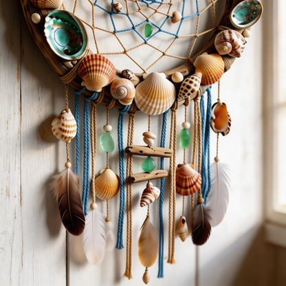 Coastal Inspired | Driftwood Shell Dreamcatcher | Ocean Breeze Charm
